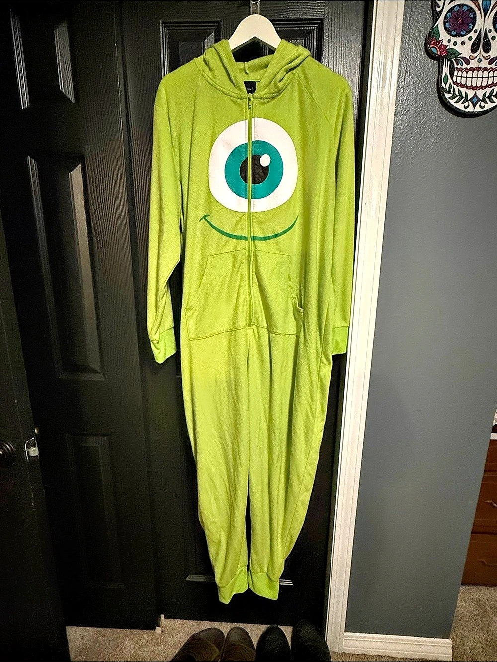 Pixar Mike Wazowski Fleece Jumpsuit Costume Green size 1/2 1x-2x